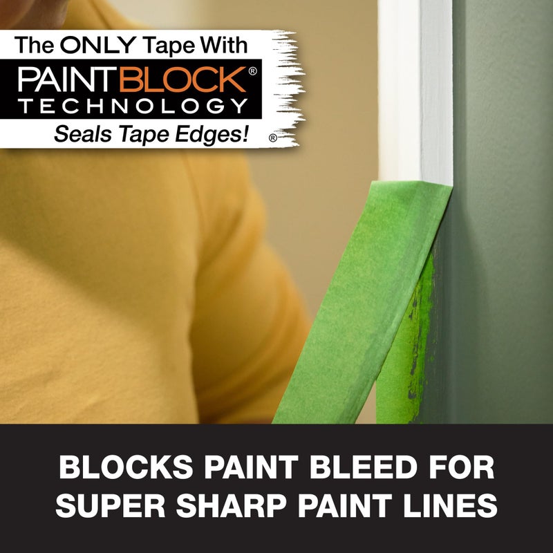 FrogTape Multi-Surface Painters Tape with PAINTBLOCK, 1.5 Inch Wide (1.41 In. x 60 Yds), Medium Adhesion, Green, 4 Rolls (240660) - Image 2